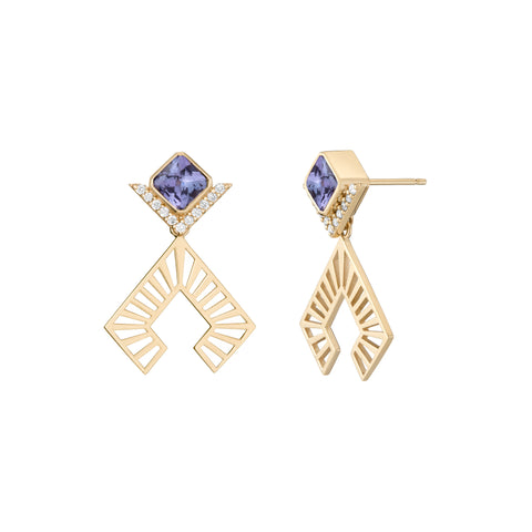 Ingrid Hoop & Drop Earrings with Emeralds